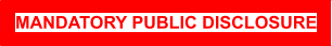 MANDATORY PUBLIC DISCLOSURE