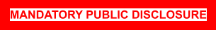 MANDATORY PUBLIC DISCLOSURE